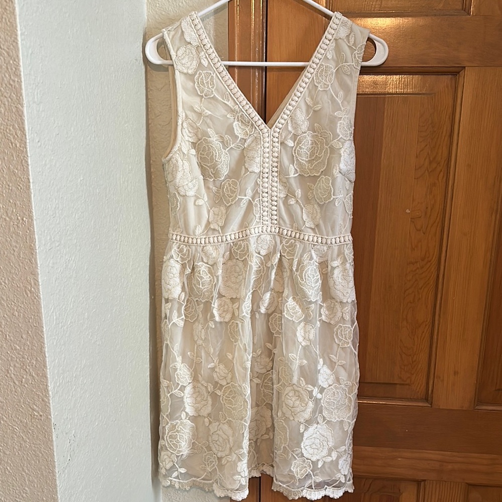 Altar'd State White Sheath Midi Dress V-Neck Sleeveless